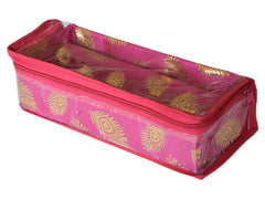 Heart Home Multipurpose Feather Design Laminated 1 Rod Bangle Box/Organizer/Case With Tranasparent Top (Pink)-47HH0217
