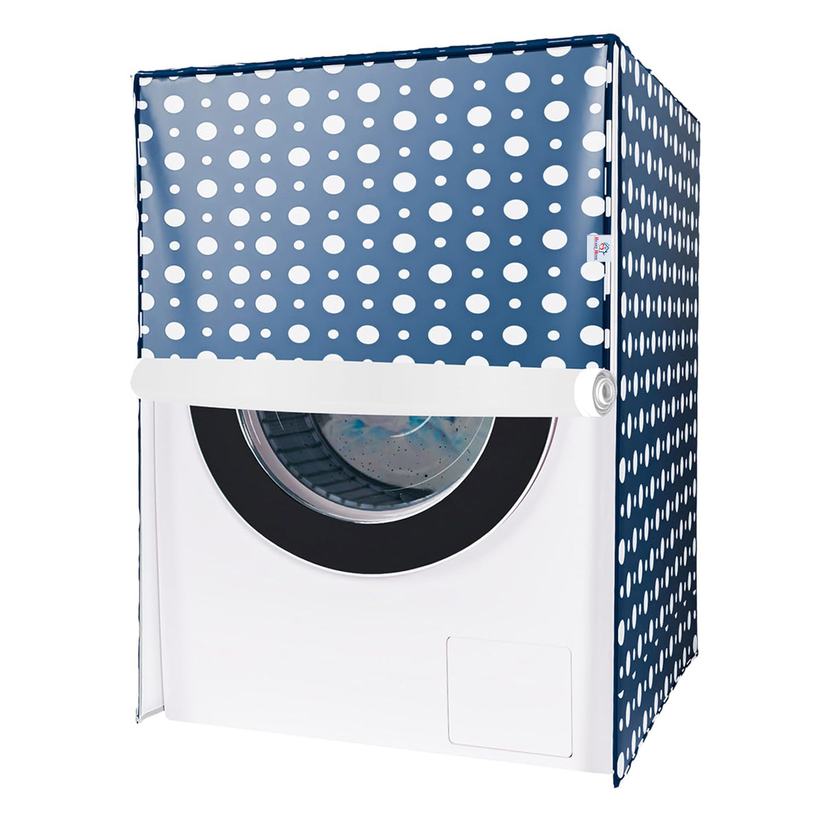 Heart Home Washing Machine Cover | Dot Print Washing Machine Cover | PVC | Front Load Washing Machine Cover | Blue