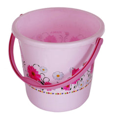 Kuber Industries Floral Design 3 Pieces Unbreakable Strong Plastic Bathroom Bucket 18 LTR (Pink) - CTKTC34696