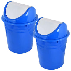Heart Home Plastic Dustbin/Wastebin With Swing Lid, 10 Liter- Pack of 2 (Blue)-47HH0867
