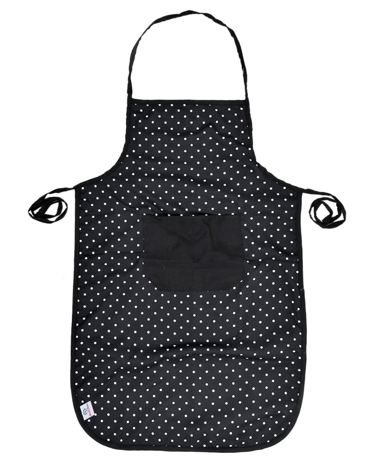 Heart Home Dot Printed Oil Stain Resistant Cooking Kitchen Apron for Men Women with 1 Front Pocket (Black)-50HH0718