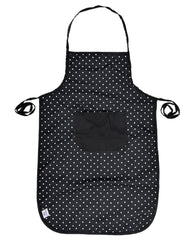 Heart Home Dot Printed Oil Stain Resistant Cooking Kitchen Apron for Men Women with 1 Front Pocket (Black)-50HH0718