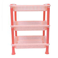Kuber Industries Plastic 3 Layer Multi-Purpose Kitchen Storage Basket Rack (Beige)-Ctktc25250