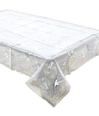 Kuber Industries 3D Design Floral PVC 4 Seater Center Table Cover - White, Standard (CTKTC03498)
