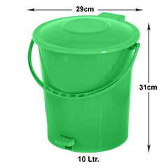Kuber Industries Pedal Dustbin|Plastic Pedal Dustbin|Kitchen Waste Paper Bin|Dustbin For Bedroom|10 Liter Dustbin (Green)