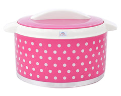 Heart Home Dot Printed BPA Free Food Grade Inner Stainless Steel Casserole Keeps Chapati, Food, Curry With Lid, 2500ml- Pack of 2 (Pink)-HS42KUBMART25044
