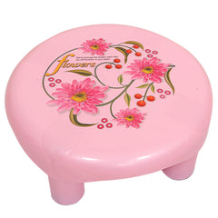 Kuber Industries Floral 3 Piece Plastic Bathroom Stool, Pink