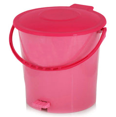 Kuber Industries 4 Pieces Ultra Plastic Garbage Waste Dustbin for Home, Office with Handle, 5 Liters (Pink)-KUBMART3021