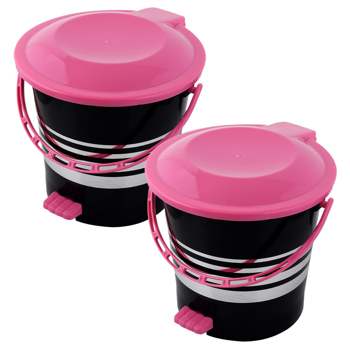 Heart Home Pedal Dustbin|Plastic Pedal Dustbin|Kitchen Waste Paper Bin|Dustbin For Bedroom|Pink Lid 10 Liter Dustbin|Pack of 2 (Black)