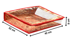 Heart Home Carry Design 3" inch Tranasparent PVC Foldable, Waterproof Single Saree Cover, Saree Organizer- Pack of 8 (Maroon)-HS_38_HEARTH21579