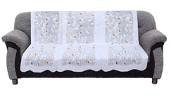 Kuber Industries Leaf Cotton 7 Piece 5 Seater Sofa Cover with Center Table Cover (White) - CTKTC022280