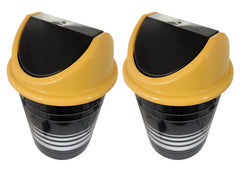 Heart Home Plastic Dustbin, Trashbin, Wastebin For Kitchen, Bathroom, Office Use With Swing Lid, 10 Liter- Pack of 2 (Black & Yellow)-47HH0886