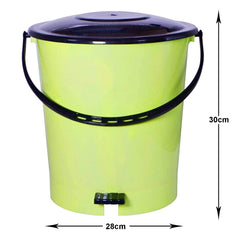 Kuber Industries Plastic Pedal Dustbin/Wastebin With Handle, 10 Liter- Pack of 2 (Green & Black)-47KM0983