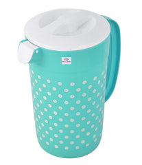 Heart Home Dot Printed Plastic Water & Juice Jug, Drinking Beverage Jug,with Lid for Daily Uses, 2.4 LTR- Pack of 4 (Green)-HS42KUBMART25220