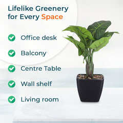 Kuber Industries Artificial Plants For Home Décor|Artificial Flowers For Decoration|Natural Looking Indoor Fake Plants With Pot (Green)