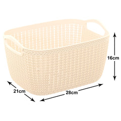 Heart Home Q-6 Designer Plastic Storage Basket For Store Fruits, Vegetables, Magazines, Cosmetics, Stationary Pack of 2 (Grey & Beach)-50HH01682