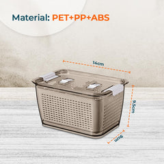Urbane Home Small Refrigerator Storage Crisper with Lid & Detachable Hollow Basket (Brown)