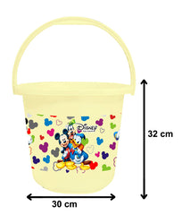 Kuber Industries Disney Team Mickey Print 4 Pieces Unbreakable Virgin Plastic Bathroom Bucket With Mug Set- Cream & White, (2 Pc 16 LTR Bucket & 2 Pc 500 ML Mug) -HS_35_KUBMARTS17514