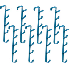 Kuber Industries 5-Level Cloth Hanger|Multipurpose Cloth & Towel Holder|Iron Spray Material|Easy Installation|Interchangeable Over The Door Towel Holder|ZT-3115(B) Pack of 8|Blue