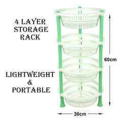 Kuber Industries Storage Basket | Plastic 4 Layer Kitchen Storage Basket | Storage Rack for Kitchen | Multi-Layer Vegetable Rack | Mondeo Floor-Standing Rack | Green
