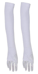 Kuber Industries Cotton 2 Piece Full Hand Arm Sleeves Gloves Set - White, Standard