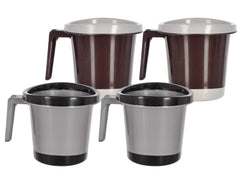 Heart Home Multiuses Leightweight, Unbreakable Strong Plastic Bathroom Mug 1 Litre Pack of 4 (Black & Brown)-46HH0284