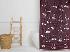 Kuber Industries Microfibre Floral Shower Curtain with Hooks (Wine)