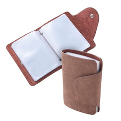 Kuber Industries Wallet for Women/Men | Card Holder for Men & Women | Leather Wallet for ID, Visiting Card, Business Card, ATM Card Holder | Slim Wallet | Butten Closure, Coffee