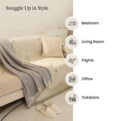 Urbane Home Decorative Chenille Sofa throw for Indoor & Outdoor "70x70" Inches (Off White)