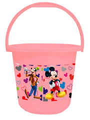 Kuber Industries Disney Team Mickey Print Multipurpose Plastic Bucket,16 LTR (Pink)-Pack of 3 -HS_35_KUBMARTS17382