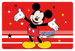 Kuber Industries Disney Team Mickey Printed PVC Dining Table Placemats with Tea Coaster Set, Set of 12 (Red)