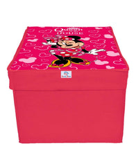 Heart Home Non-Woven Minnie Print Flodable Storage Box/Wardrobe Organizer With Lid For Home Decor (Pink) 54HH4224.