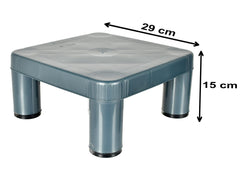Fun Homes Small Portable,Lightweight, Comfortable Square Plastic Seating Stool/Patla for Home, Bathroom, Kitchen (Grey)