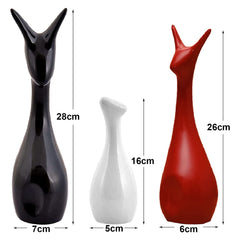 Kuber Industries Ceramic Figurines Deer Family Showpiece|Deer Set for Home Decor,Abstract Animal Statue (Black,Red,White)
