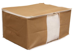 Kuber Industries 3 Piece Non Woven Saree Cover Set, Brown