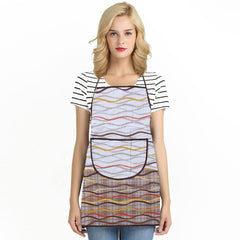Kuber Industries Apron|PVC Unique Strips Printed Kitchen Chef Cloth|Waterproof Centre Pocket Apron With Tying Cord for Men & Women,Pack of 2 (Multicolor)