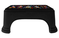 Kuber Industries Disney Team Mickey Print Square Plastic Bathroom Stool, Adults Simple Style Stool Anti-Slip with Strong Bearing Stool for Home, Office, Kindergarten (Black) -HS_35_KUBMARTS17272