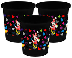 Kuber Industries Disney Team Mickey Print Plastic 3 Pieces Dustbin/Garbage Bin/Waste Bin, 5 Liters (Black) -HS_35_KUBMARTS17338