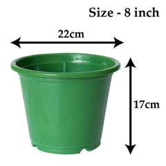Kuber Industries Plastic Planters|Gamla|Flower Pots for Garden Nursery Home Décor,8"x6",Pack of 8 (Green)