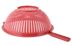 Heart Home Multifunctional Plastic Drain Strainer, Colander, Washing Basket for Home Kitchen Supplies With Handle- Pack of 2 (Red)-50HH01839