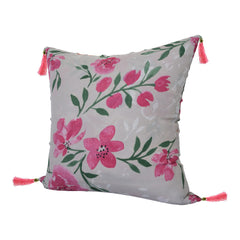 Kuber Industries Cushion Cover | Square Cushion Covers | Cotton Cushion Covers | Green Leaf Print Cushion Covers with Tassels | Set of 5 | 16 Inch | Multicolor