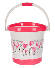 Heart Home Bucket|Plastic Bucket for Bathroom|Tulip Flower Bucket for Bathing|Unbreakable Bucket with Handle|18 Liter|Pack of 2 (Pink)