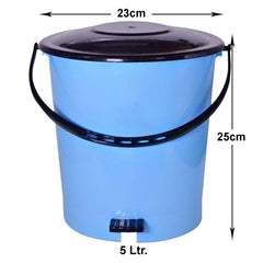 Kuber Industries Pedal Dustbin|Plastic Pedal Dustbin|Kitchen Waste Paper Bin|Dustbin For Bedroom|5 Liter Dustbin|Pack of 2 (Sky Blue)