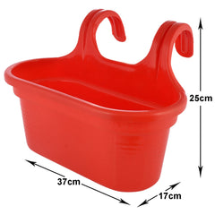 Kuber Industries Hanging Flower Pot|Double Hook Plant Container|Durable Plastic Glossy Finish Pots for Home|Balcony|Garden|12 Inch|Pack of 3 (Multicolor)