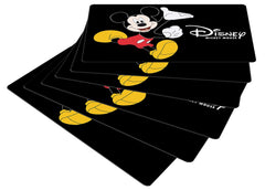 Heart Home Multiuses Mickey Mouse Print PVC Table Placemat with 6 Coasters for Kitchen, Dining Table Set of 6 (Black) 52HH4054
