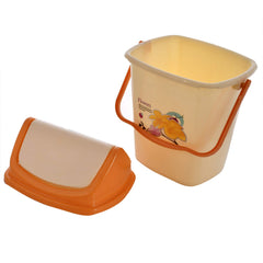 Kuber Industries Pluto Plastic Swing Printed Garbage Waste Dustbin for Home, Office with Handle, 5 Liters (Cream)-KUBMART3079