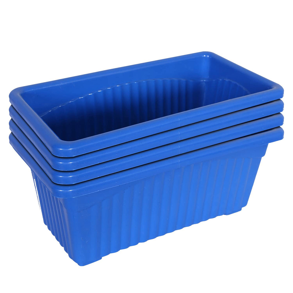 Kuber Industries Rectangular Jupiter Plastic Window Pot|Flower Planter for Home & Balcony,Garden 14 Inches Pack of 4 (Blue)