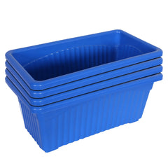 Kuber Industries Rectangular Jupiter Plastic Window Pot|Flower Planter for Home & Balcony,Garden 14 Inches Pack of 4 (Blue)