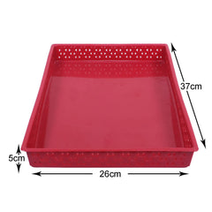 Kuber Industries Storage Tray|Versatile Plastic Storage Organizer|Rectangular Tray for Kitchen Storage|Storage Tray for Office|ALEXA-15|Pack of 2 (Maroon)