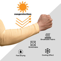 Kuber Industries Full Arm Sleeves | Cotton Summer Arm Sleeves | Protection From Sun Burns | Dust | Arm Sleeves For Women | Arm Sleeves For Men | 1 Pair | Cream